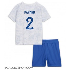 Francia Benjamin Pavard #2 Seconda Maglia Bambino Mondiali 2022 Manica Corta (+ Pantaloni corti)